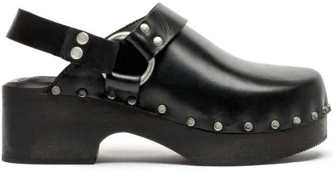 RE DONE 70's stud-embellished mules Black