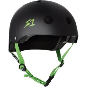 S-One Helmet - Lifer - Black Matte/Green Straps