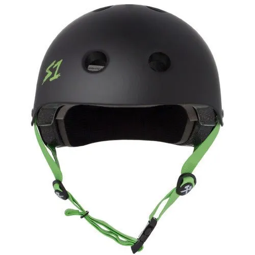 S-One Helmet - Lifer - Black Matte/Green Straps