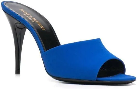 Saint Laurent LA 16 silk heeled mules Blue