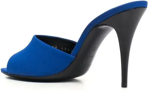 Saint Laurent LA 16 silk heeled mules Blue