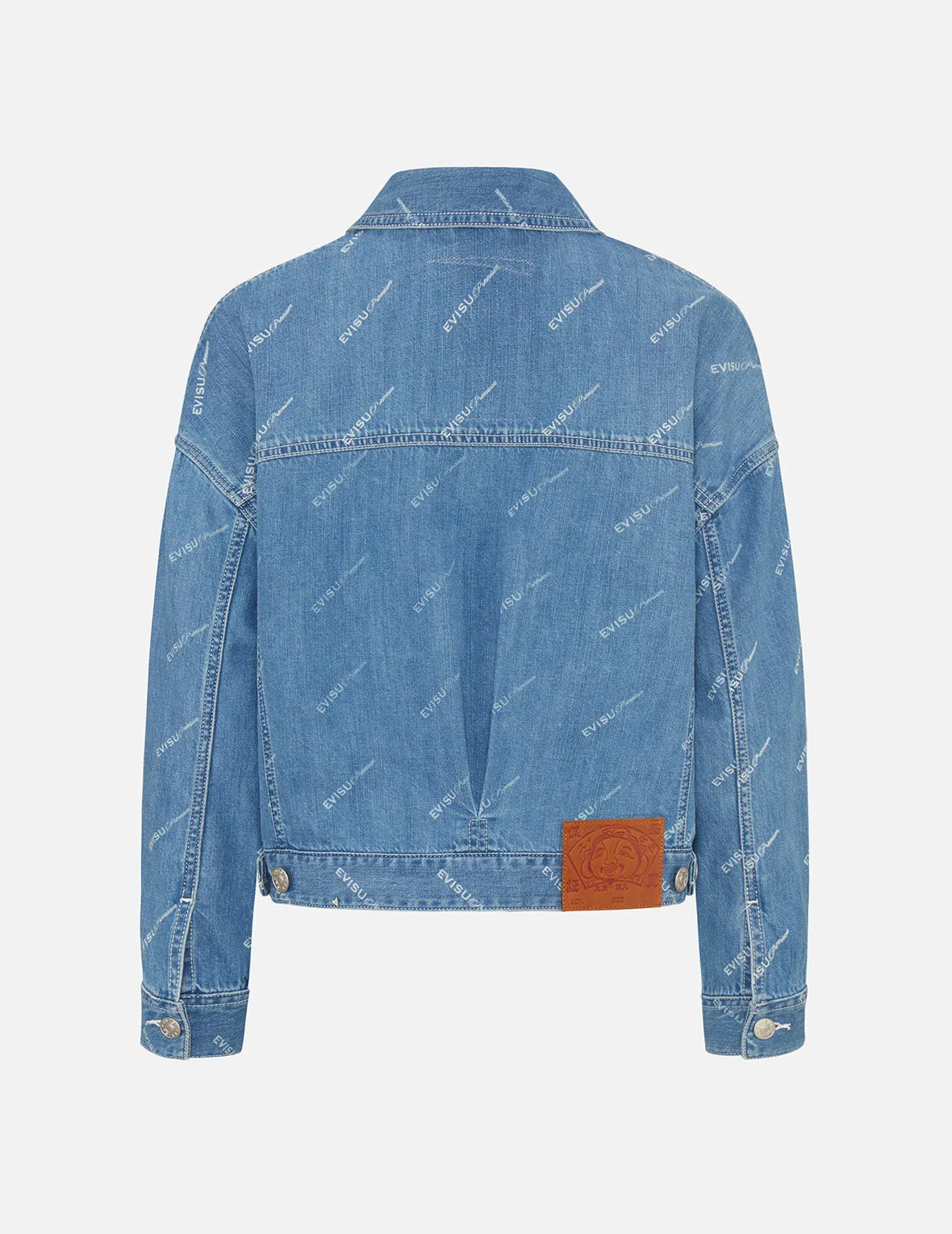 Sake Bottle Embroidered Monogram Print Denim Jacket