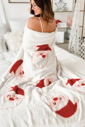 Santa Snuggles Fuzzy Throw Blanket (Santa Print)