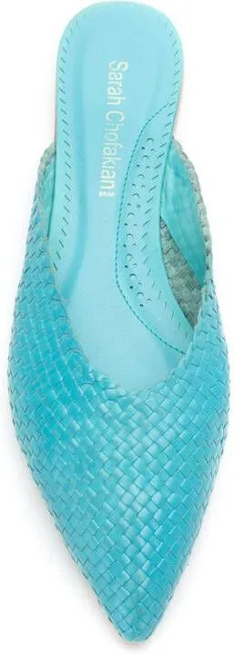 Sarah Chofakian braided leather mules Blue