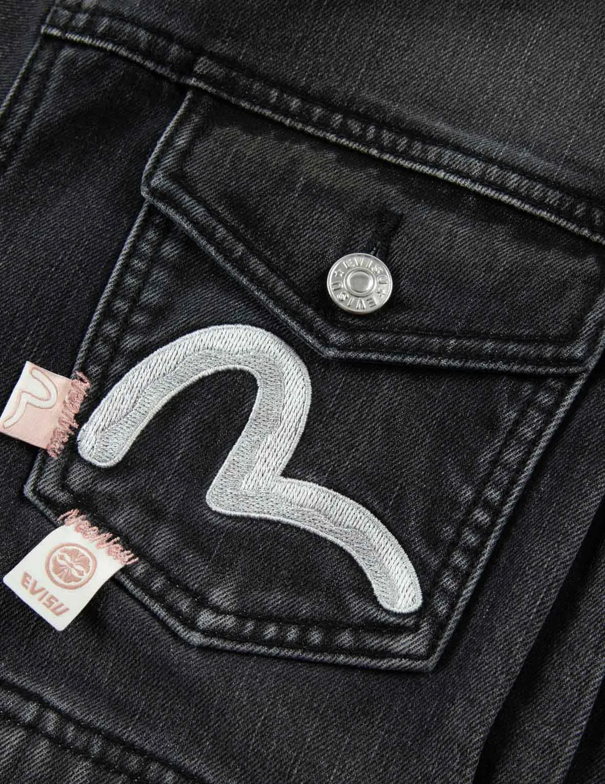 Seagull Embroidery with Logo-pattern Panelled Fashion Fit Denim Jacket