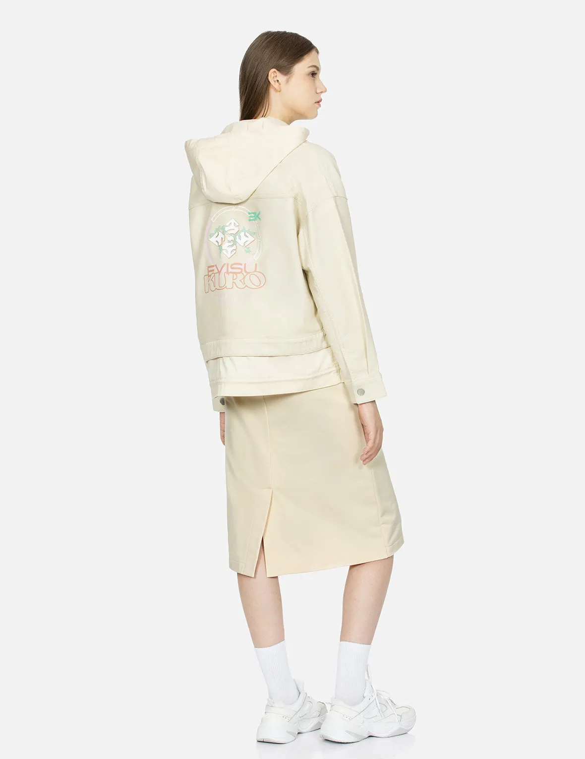 Shimmering Logo and Kamon Print Boxy Jacket