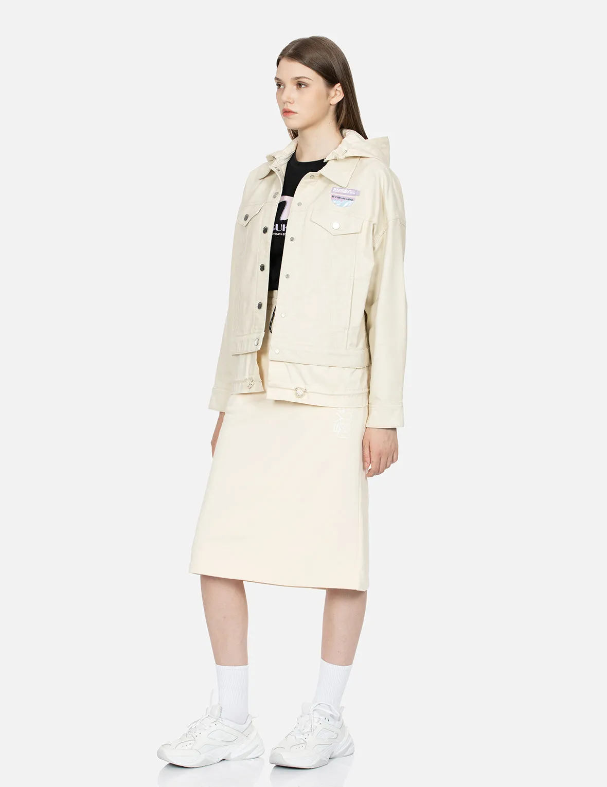 Shimmering Logo and Kamon Print Boxy Jacket