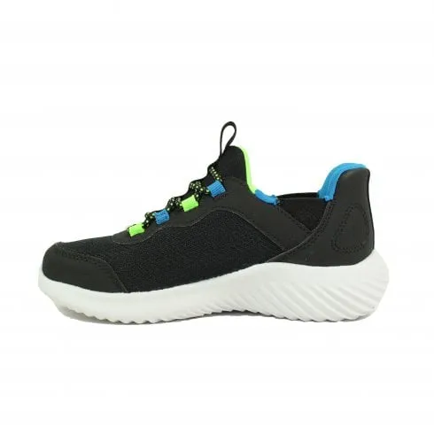 Skechers Slip-ins: Bounder - Brisk-Burst | Black/Blue/Lime | Childrens Trainers