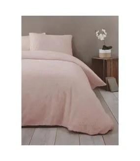 Snuggle teddy fleece duvet cover set blush Rapport