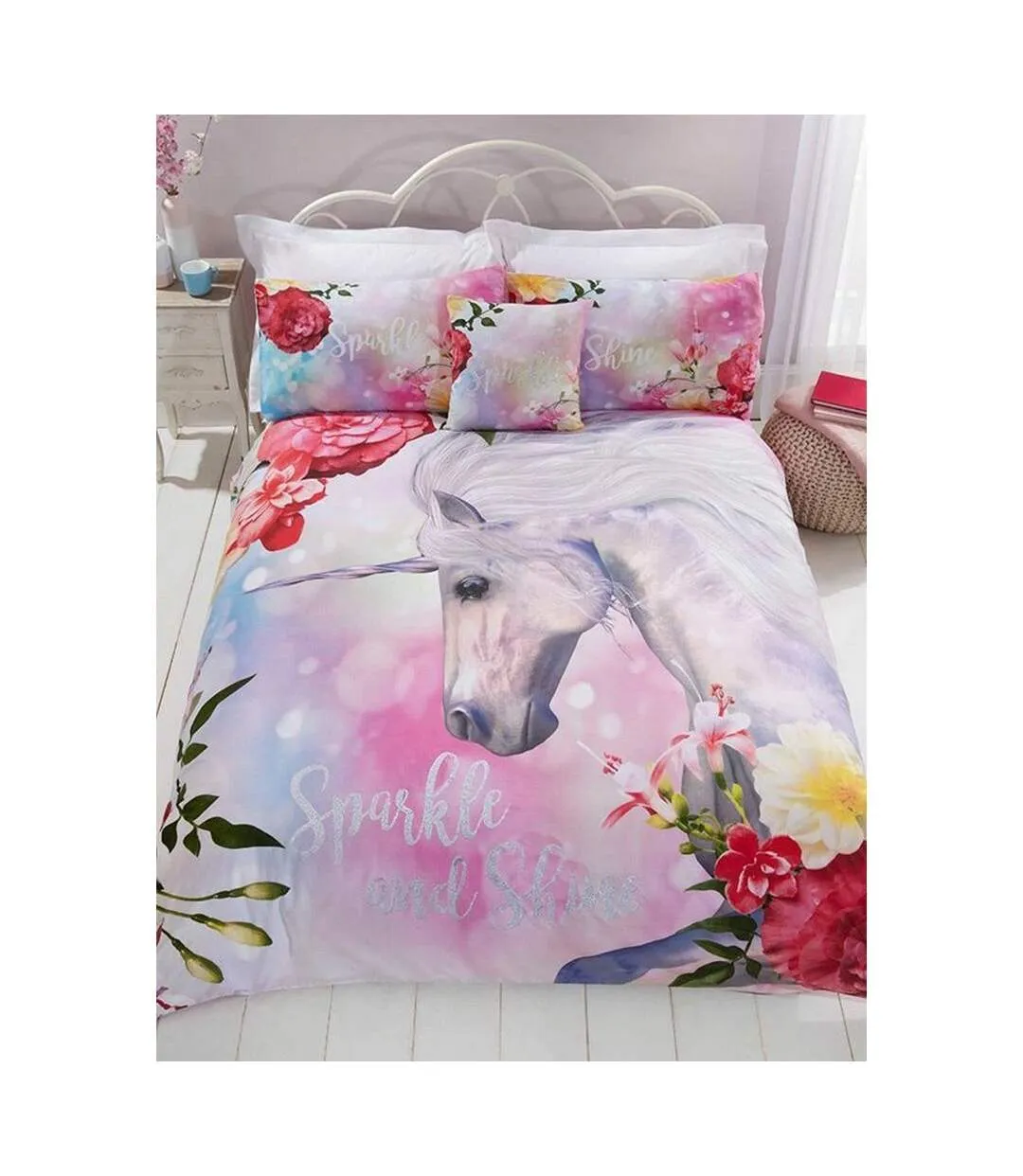 Sparkle unicorn duvet cover set pink/purple Rapport