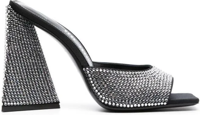 The Attico Devon 115mm crystal-embellished mules Black