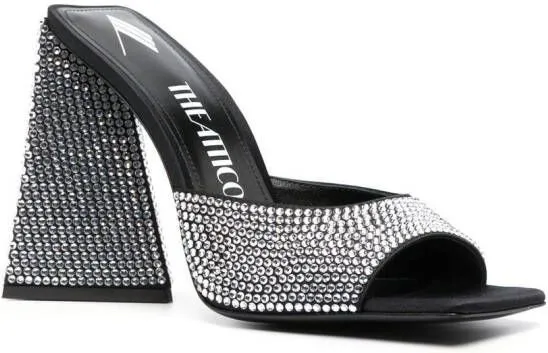 The Attico Devon 115mm crystal-embellished mules Black