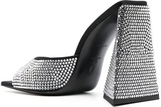 The Attico Devon 115mm crystal-embellished mules Black