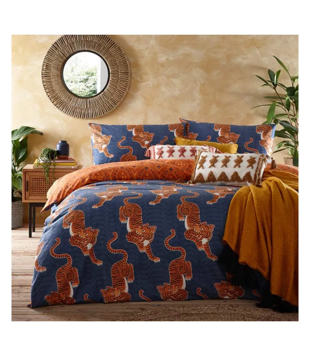 Tibetan tiger duvet cover set blue Furn