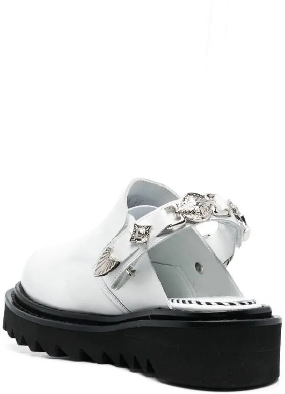 Toga Pulla buckled ankle-strap flat mules White