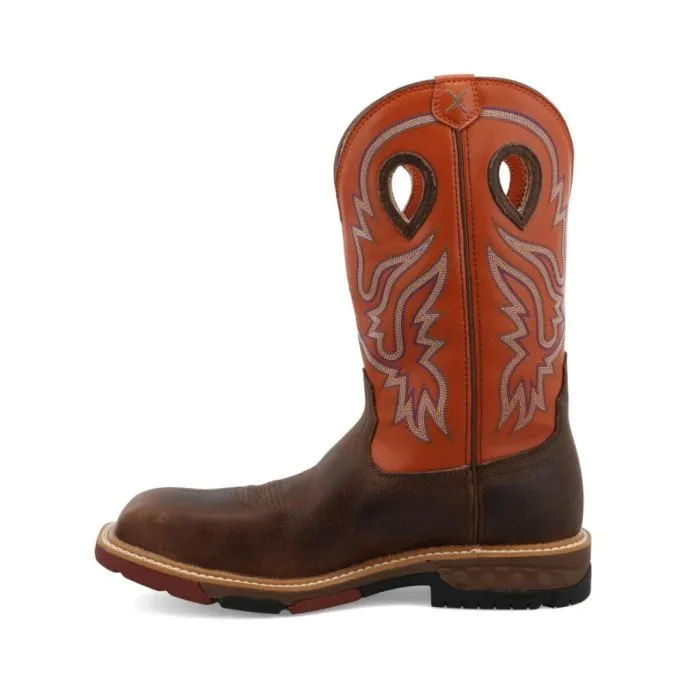 Twisted X Men's 12"" Western Work Boot Brown & Orange