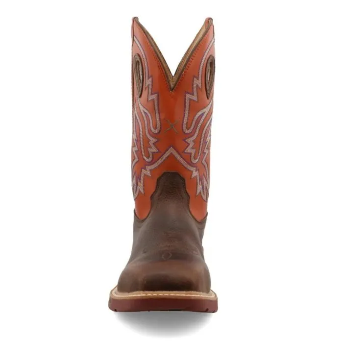 Twisted X Men's 12"" Western Work Boot Brown & Orange