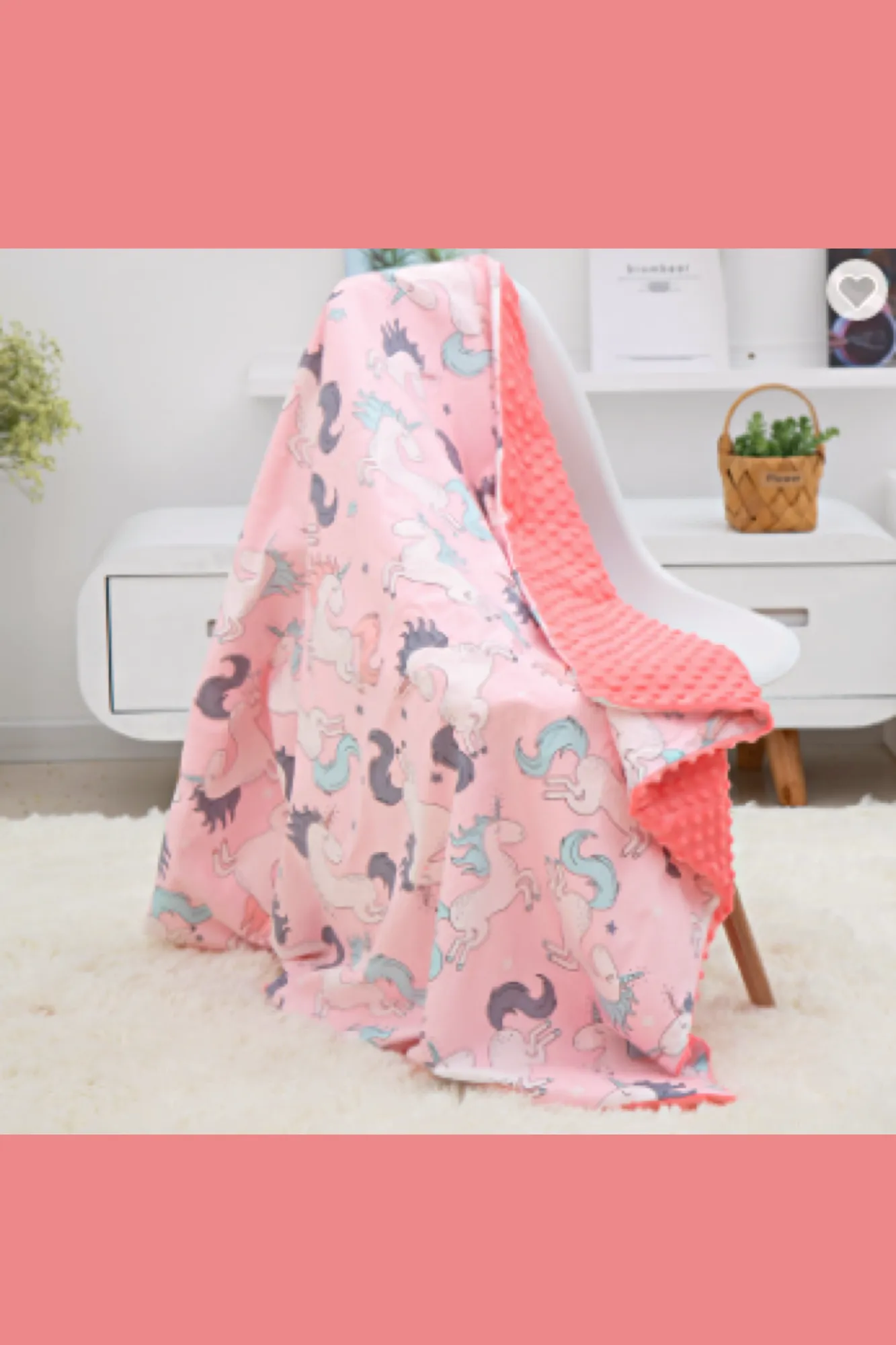 Unicorn Minky Dot Double Layer Cotton Baby Blanket