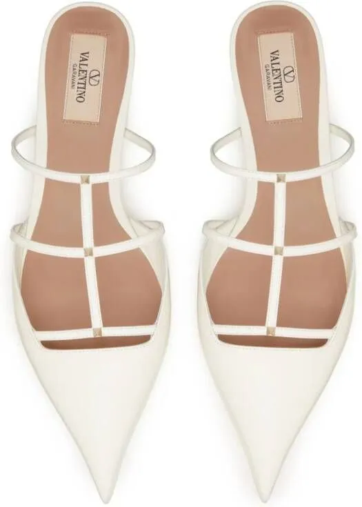 Valentino Garavani caged leather mules Neutrals