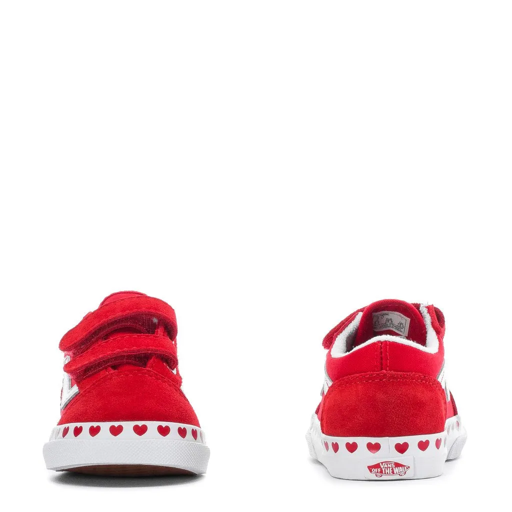 VANS INFANT OLD SKOOL V HEART - RED/WHITE