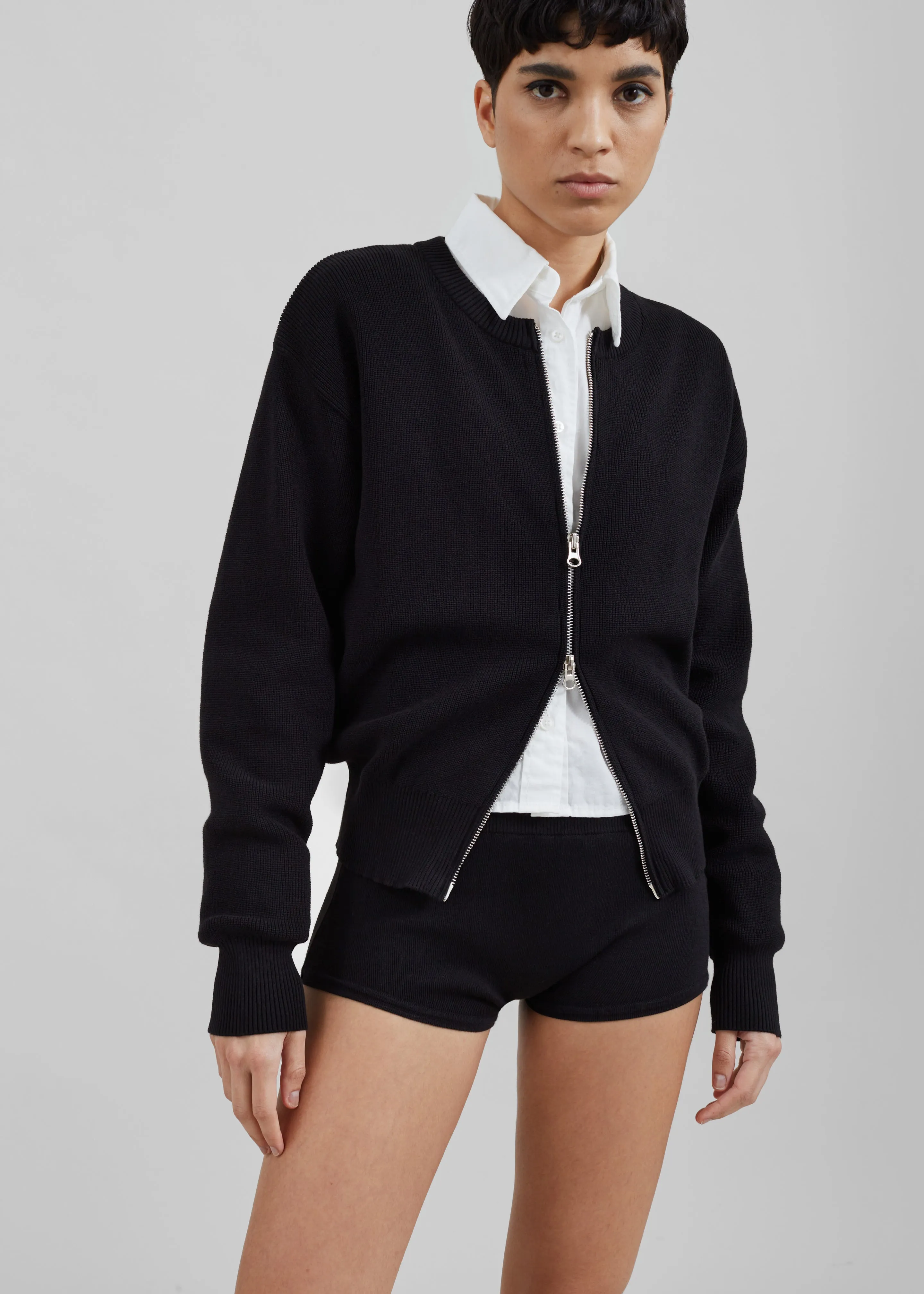 Veronica Zip-Up Cardigan - Black