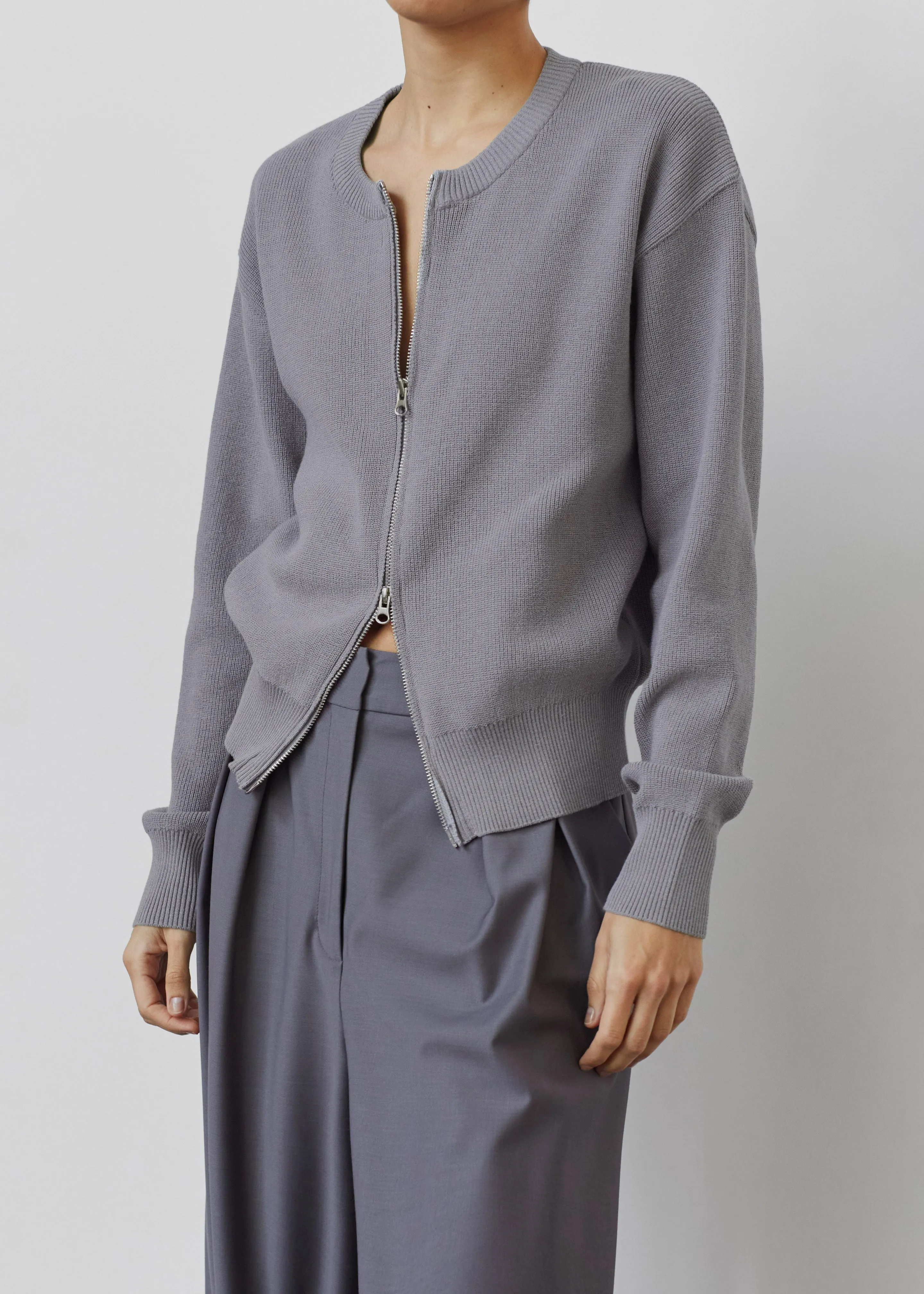 Veronica Zip-Up Cardigan - Grey