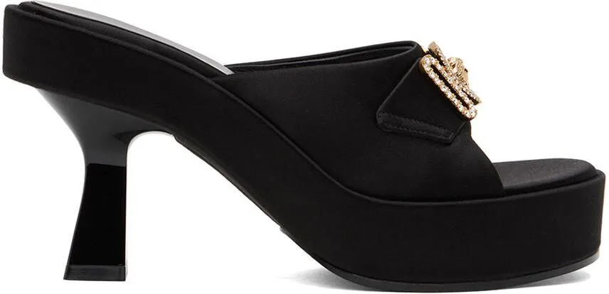 Versace Black Medusa Biggie Crystal Mules