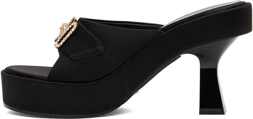 Versace Black Medusa Biggie Crystal Mules