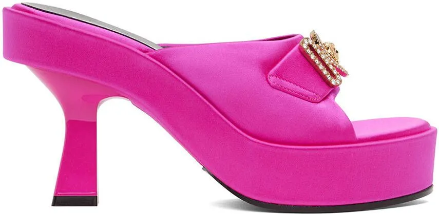 Versace Pink Medusa Biggie Crystal Mules