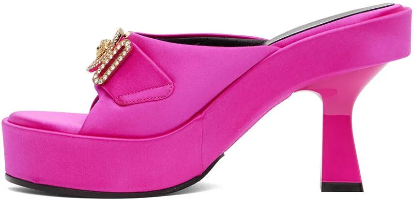 Versace Pink Medusa Biggie Crystal Mules