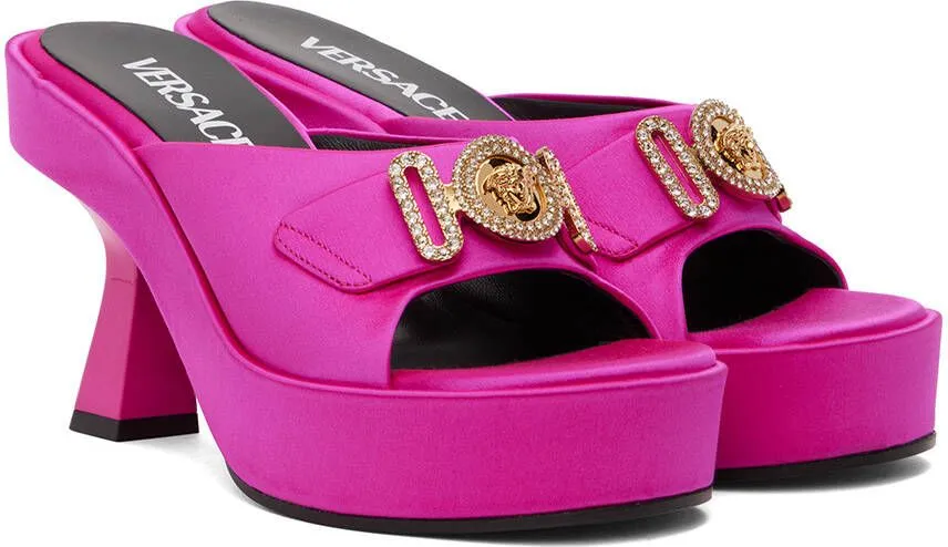 Versace Pink Medusa Biggie Crystal Mules