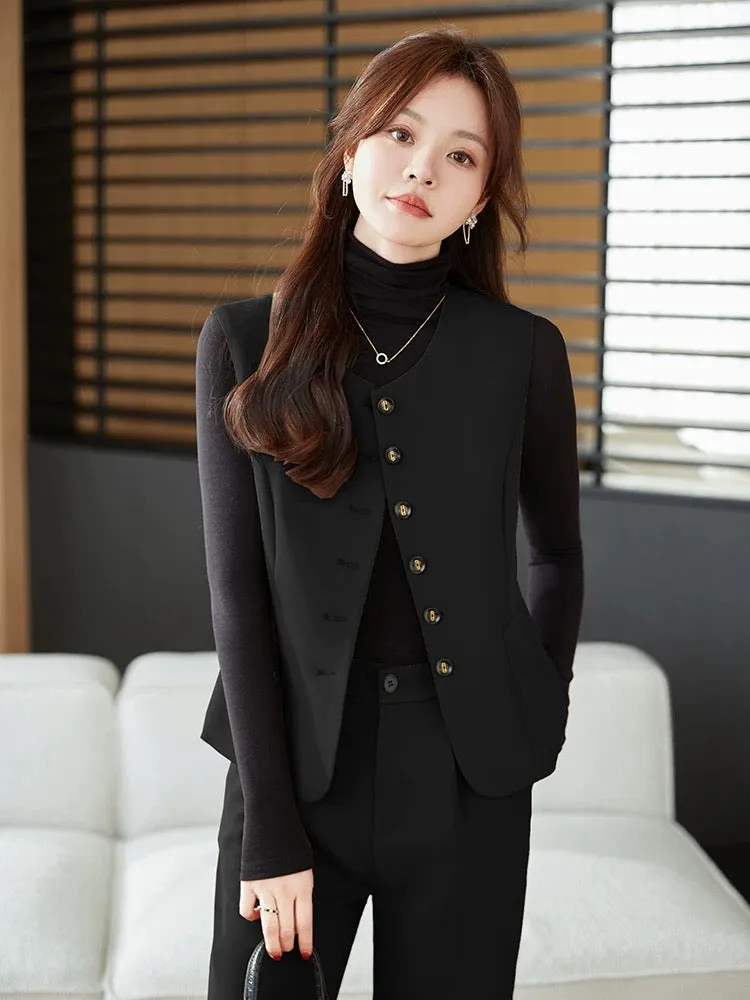 Vest suit suit for women 2024 new early autumn outfit complete set of temperament and high-end sense coffee color is popular thi