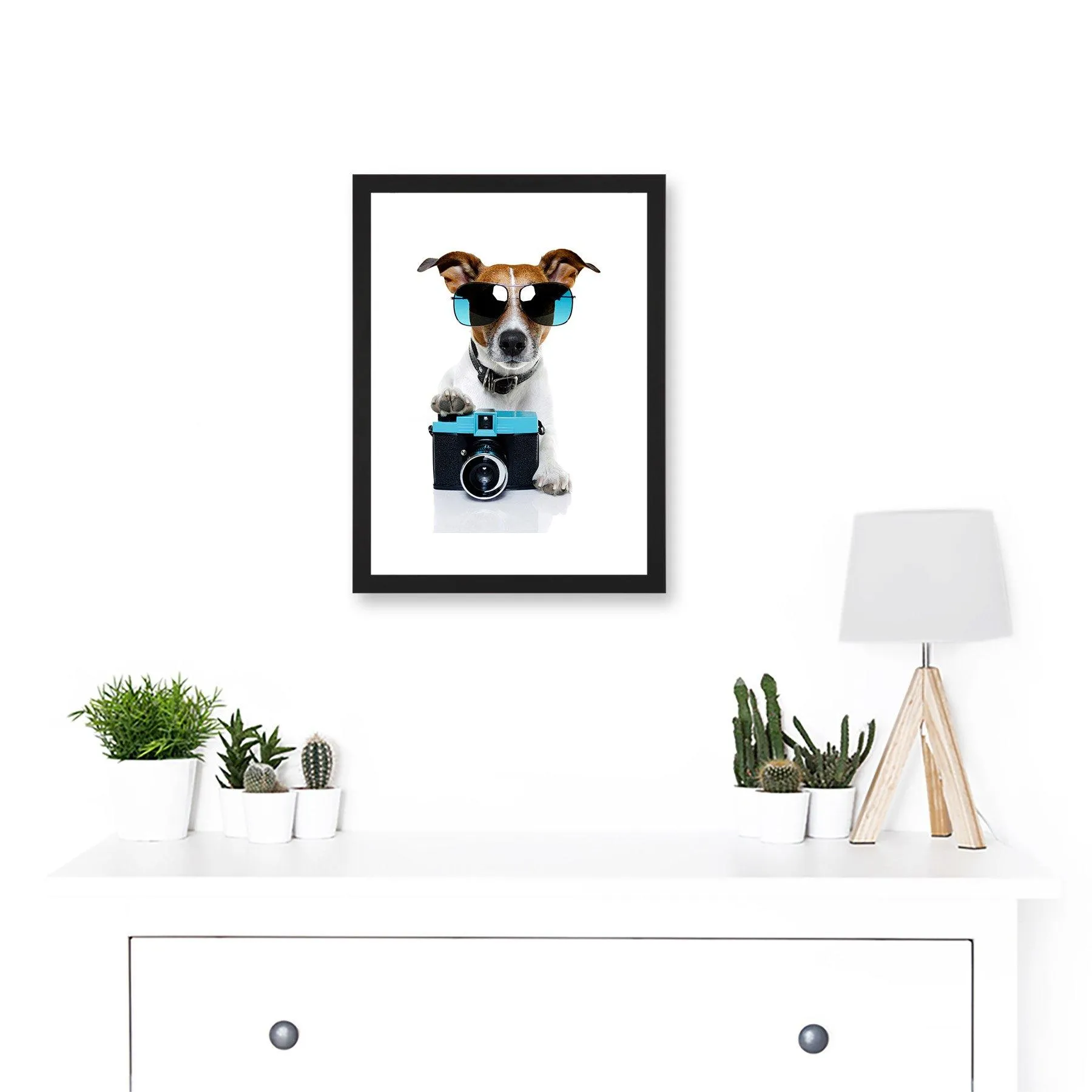 Wall Art & Pictures | Funny Photo Jack Russell Dog Shades Camera Artwork Framed Wall Art Print A4 | Artery8