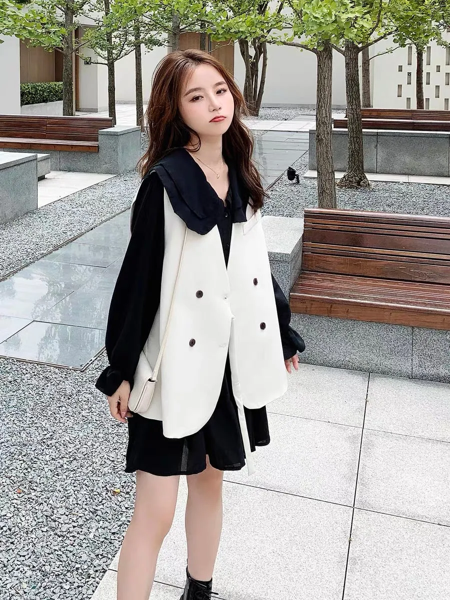 White suit vest for women spring 2023 new high-end small versatile student college style chic suit