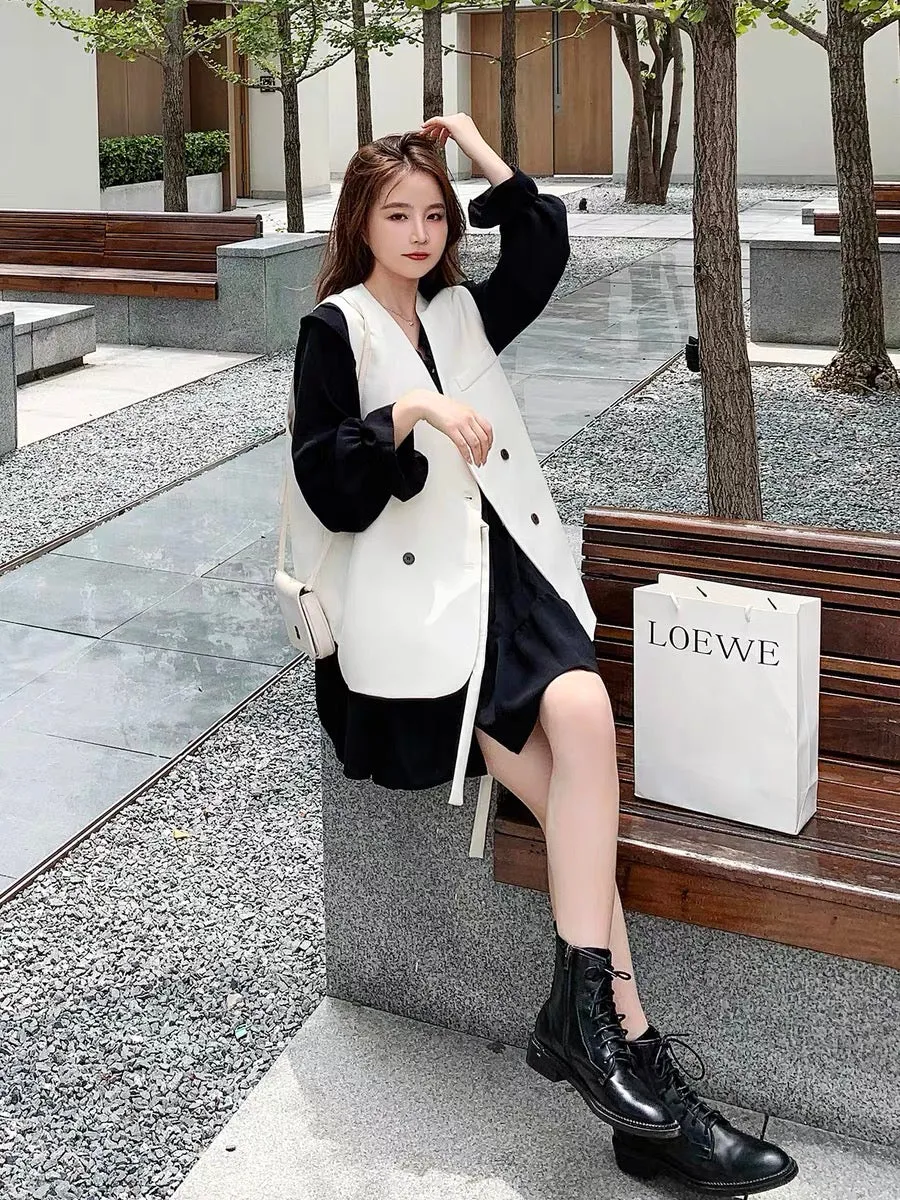 White suit vest for women spring 2023 new high-end small versatile student college style chic suit