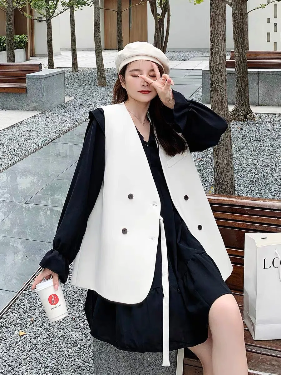 White suit vest for women spring 2023 new high-end small versatile student college style chic suit