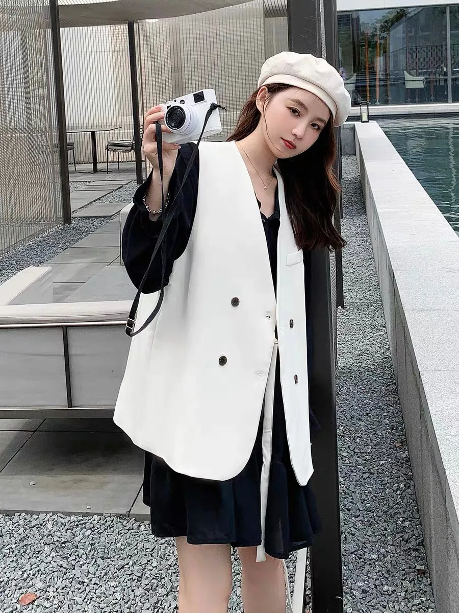 White suit vest for women spring 2023 new high-end small versatile student college style chic suit