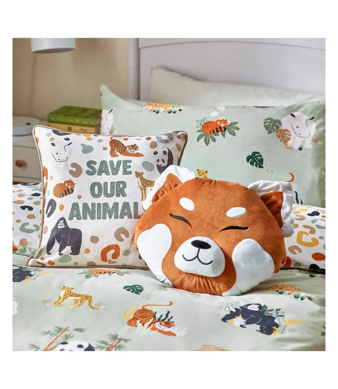 Wildlife reversible animals duvet cover set multicoloured/green Little Furn