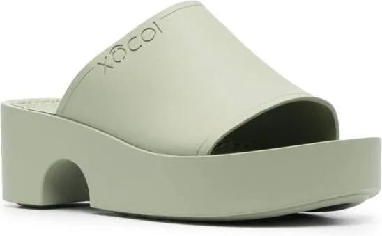 XOCOI 60mm open-toe mules Green